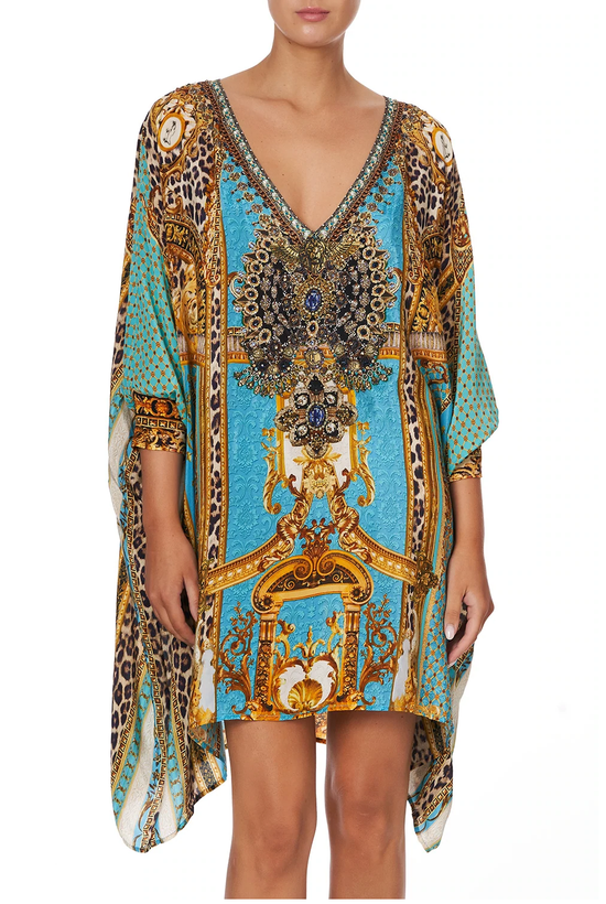 Camilla Short Kaftan in Blue/Gold