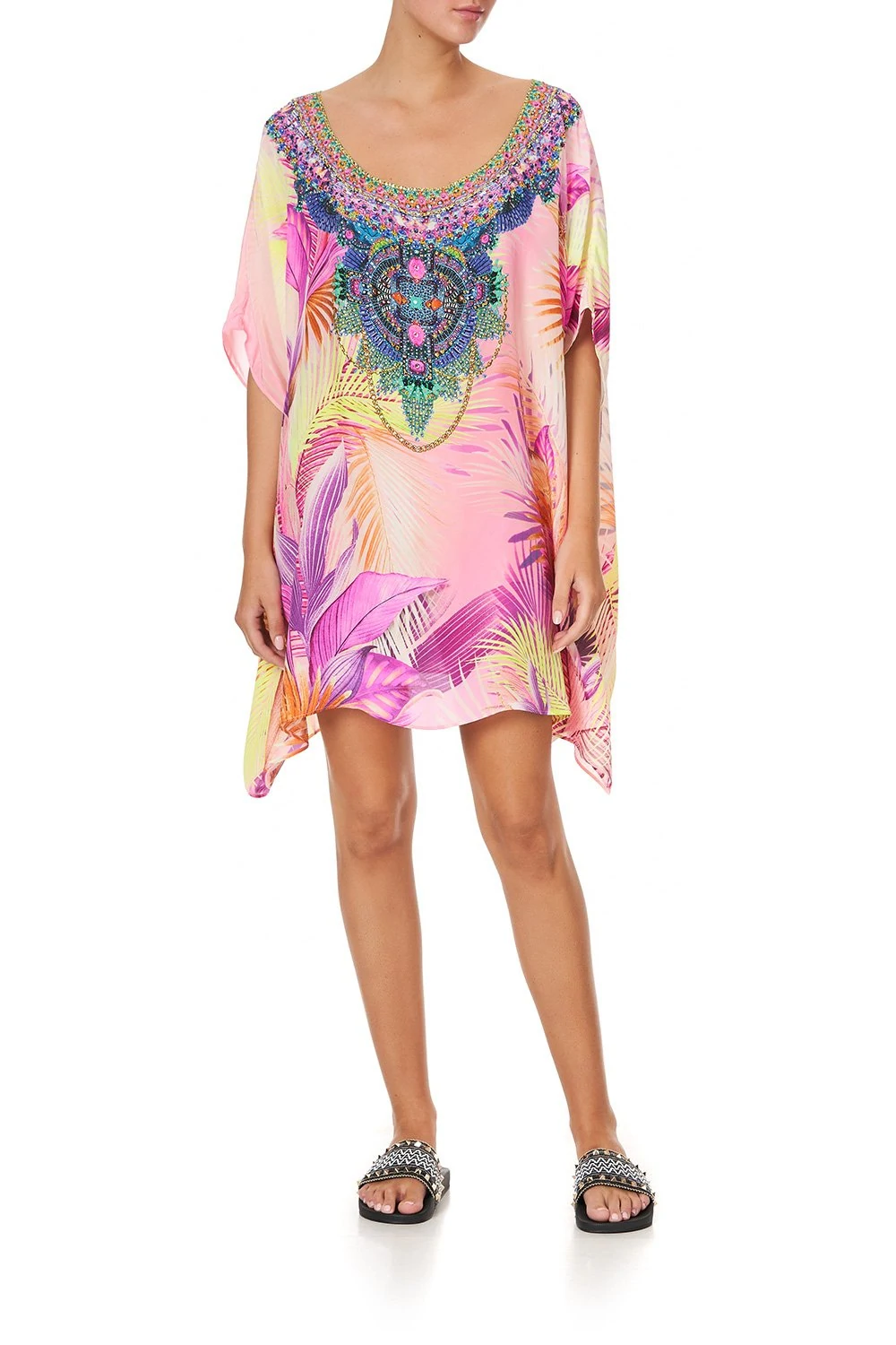 Load image into Gallery viewer, Short Round Neck Kaftan Layer South Beach Sunrise - O/S - Kaftan
