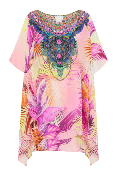 Short Round Neck Kaftan Layer South Beach Sunrise - O/S - Kaftan