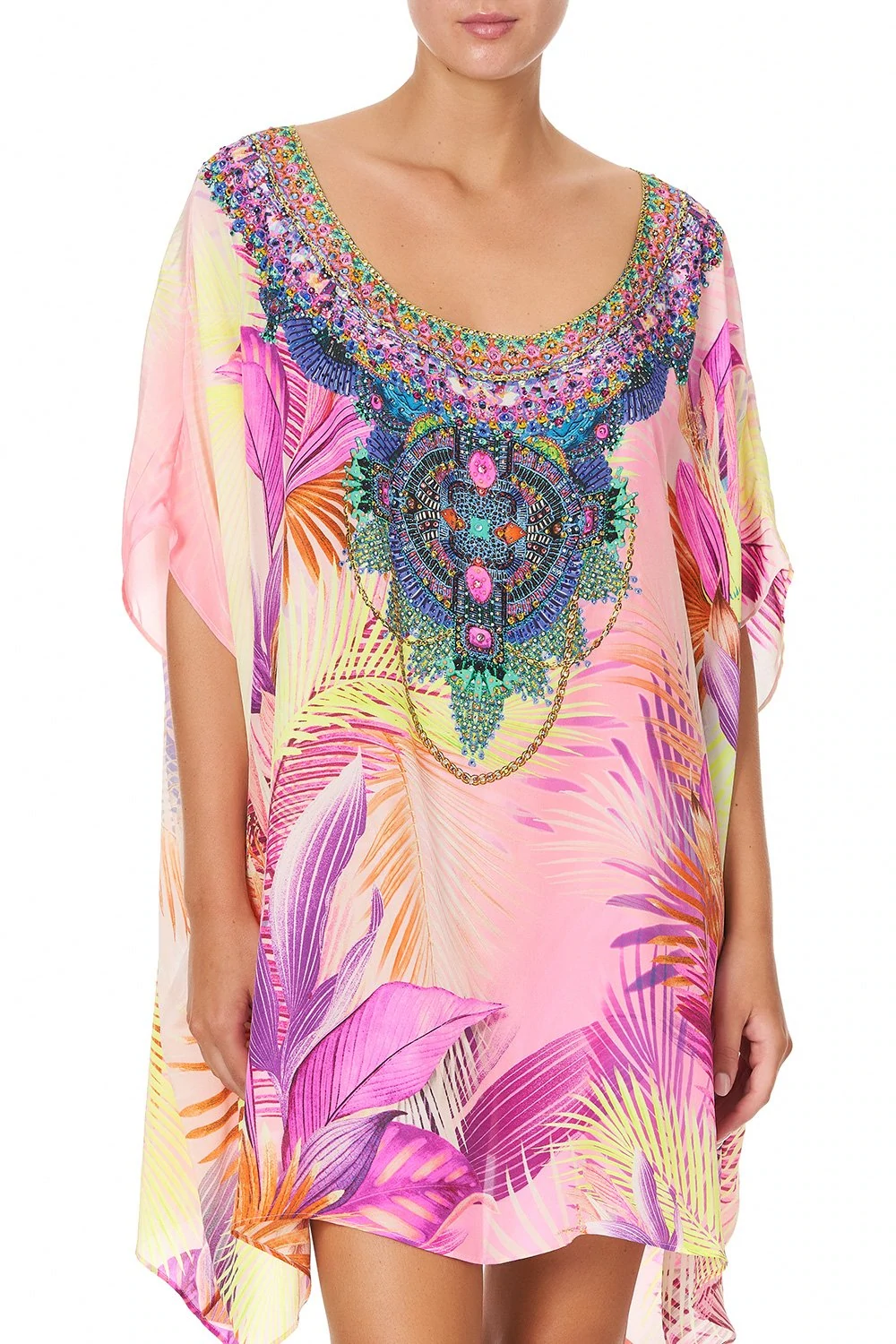 Load image into Gallery viewer, Short Round Neck Kaftan Layer South Beach Sunrise - O/S - Kaftan
