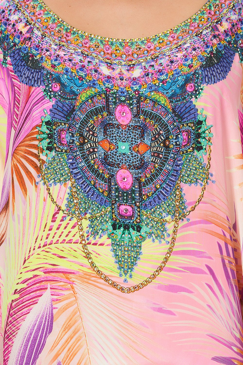 Load image into Gallery viewer, Short Round Neck Kaftan Layer South Beach Sunrise - O/S - Kaftan
