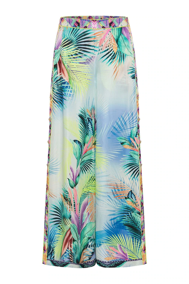 designer palazzo pants with tropical print