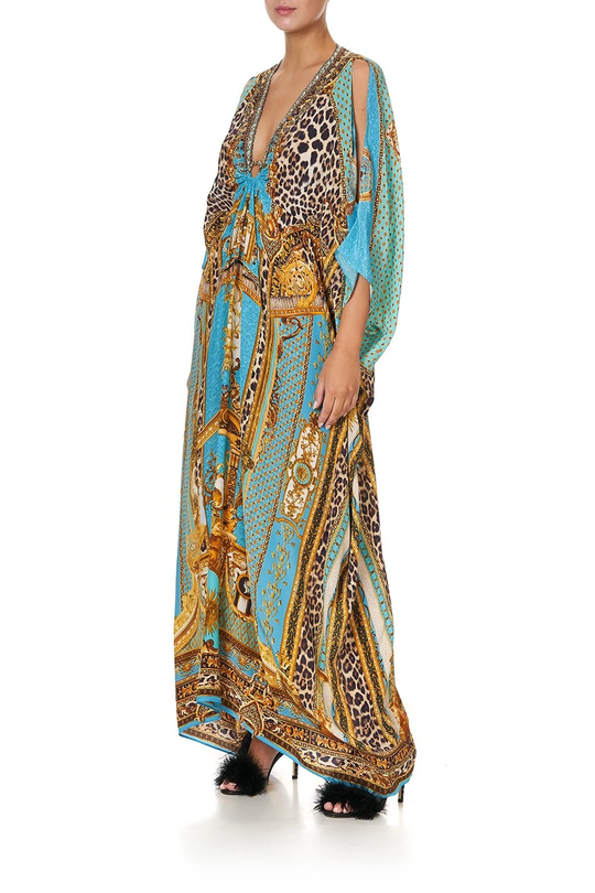 Blue Kaftan Dress in Silk