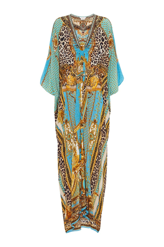 Load image into Gallery viewer, Camilla Silk Kaftan with Gold Hardware
