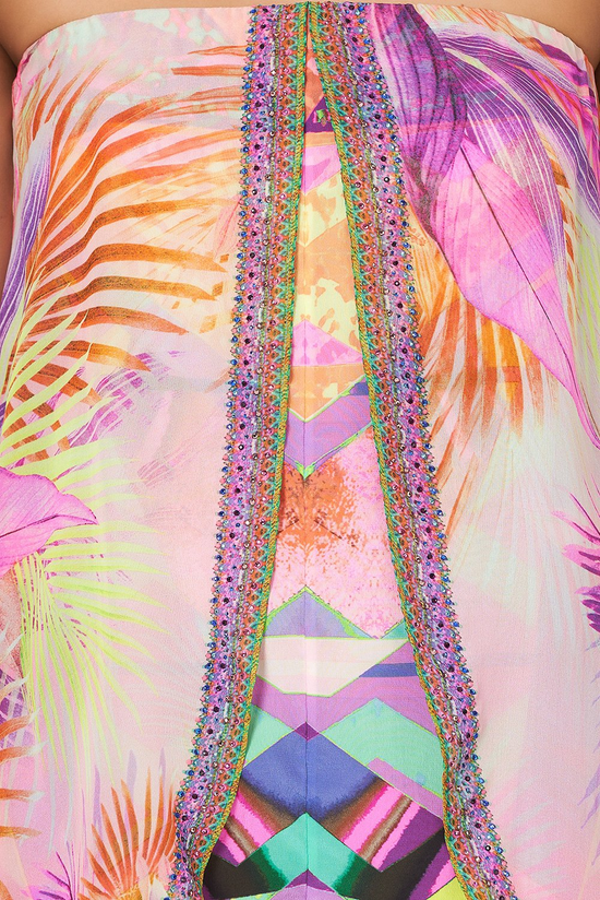 Pink Silk Playsuit with Crystal Embellishment 