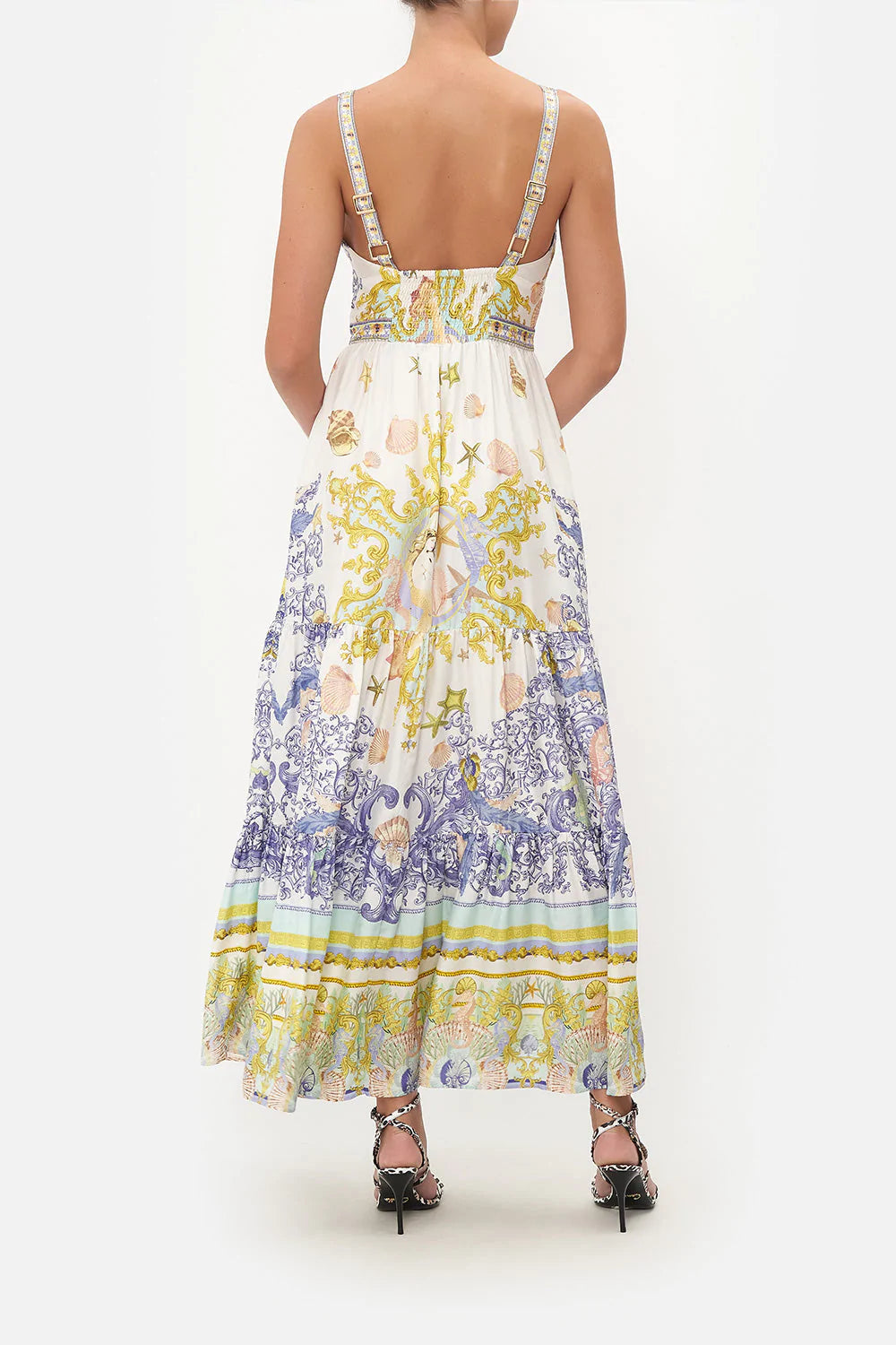 Load image into Gallery viewer, white cut out dress with sea horse print
