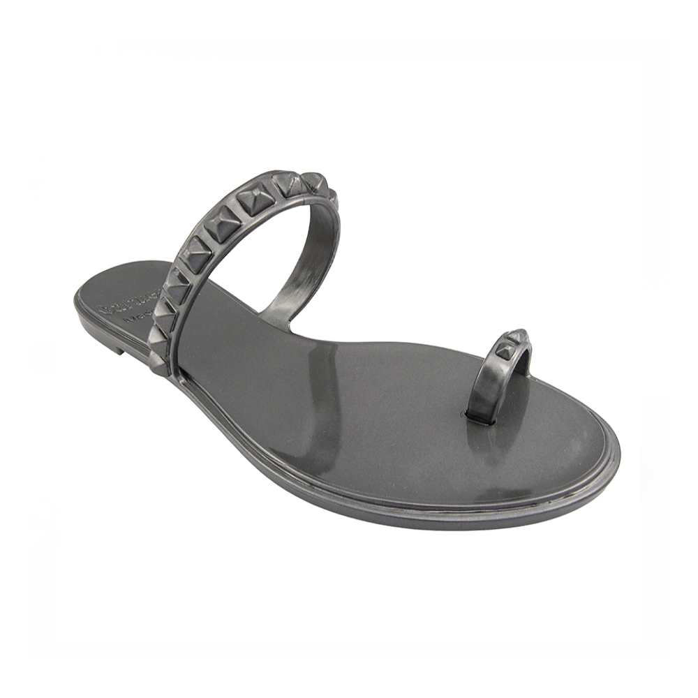 Maria Flat Sandal Gunmetal- Metallic Jelly