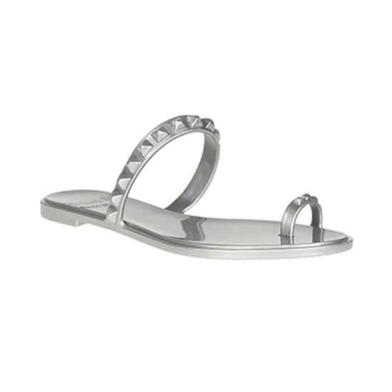 Load image into Gallery viewer, Maria Flat Sandal Silver- Metallic Jelly
