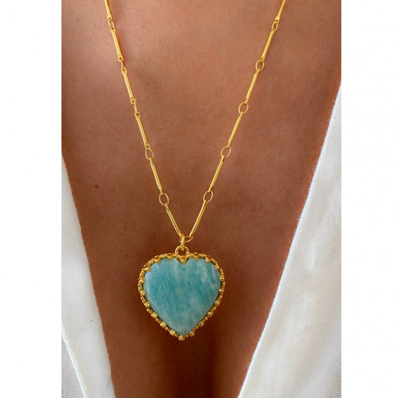 Load image into Gallery viewer, Detail of Turquoise Heart Necklace
