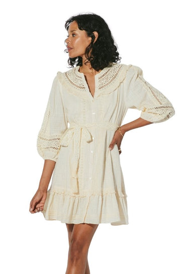Evie Mini Dress Cream - Dress