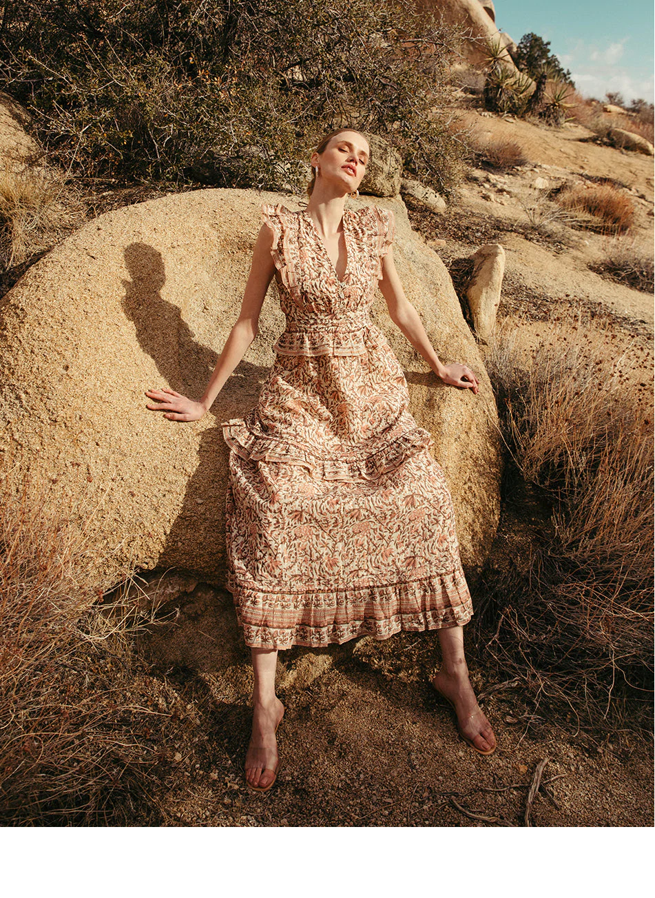 Load image into Gallery viewer, Cherie Ankle Dress Zinnia Print - Dress
