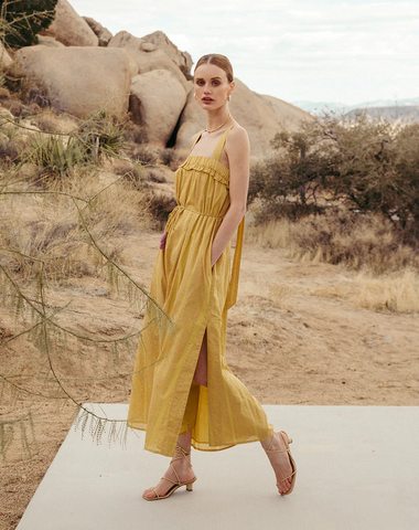 Melani Ankle Dress Camellia Print - Dress