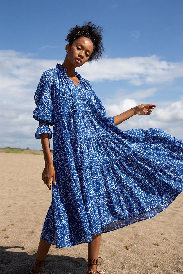 Coco Cabana Midi Light Dress Cross Dot Indigo