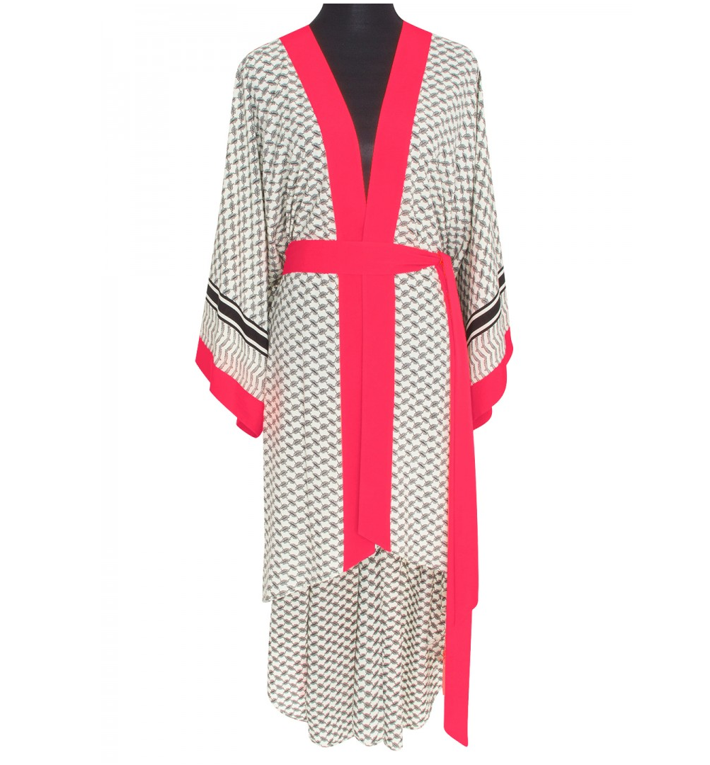 Load image into Gallery viewer, Desert Tribe Long kimono Love Neon Coral
