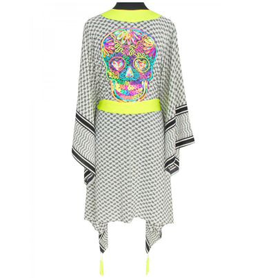 Desert Tribe Midi Kimono Skull Neon Yellow - Kimono
