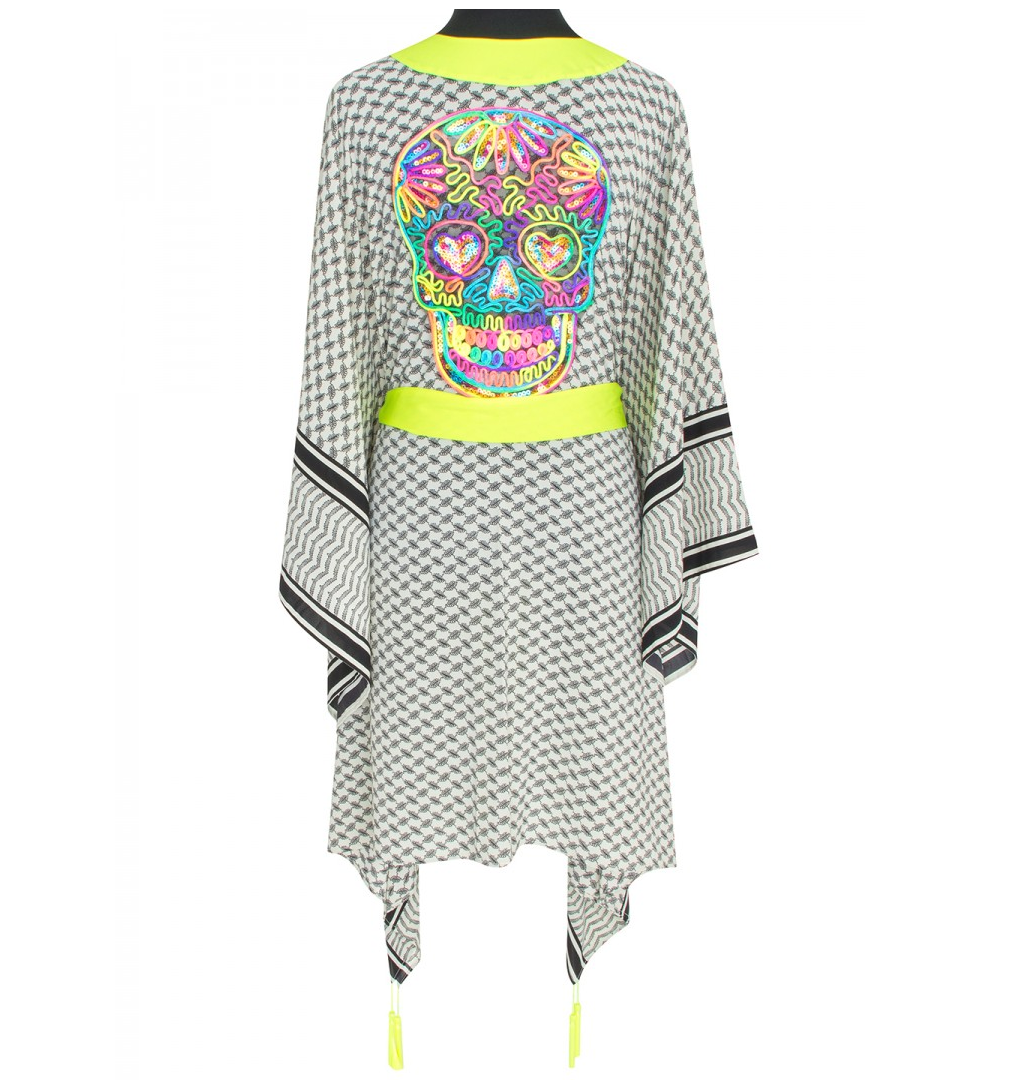 Load image into Gallery viewer, Desert Tribe Midi Kimono Skull Neon Yellow - Kimono
