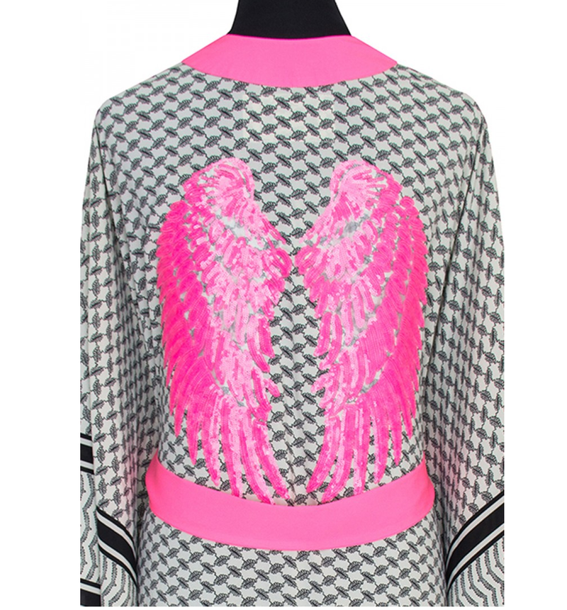 Desert Tribe Midi Kimono Wings Neon Pink