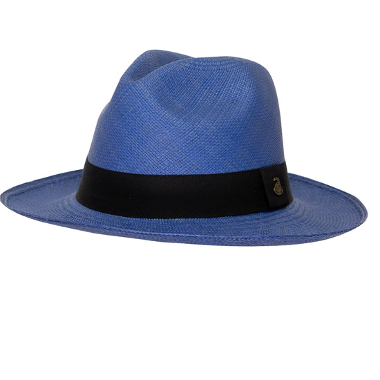 Panama Hat Classic Electric Blue with Black Band
