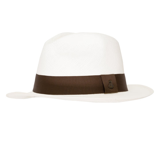 Panama Hat Unisex Classic White with Brown Band