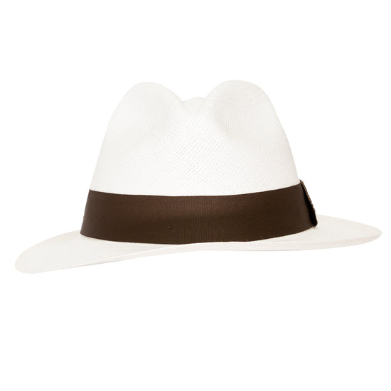 Panama Hat Unisex Classic White with Brown Band