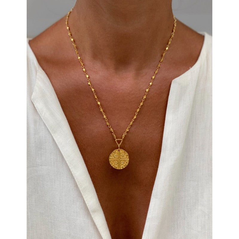 Gold Disc Necklace - Emilia Chain Link Necklace