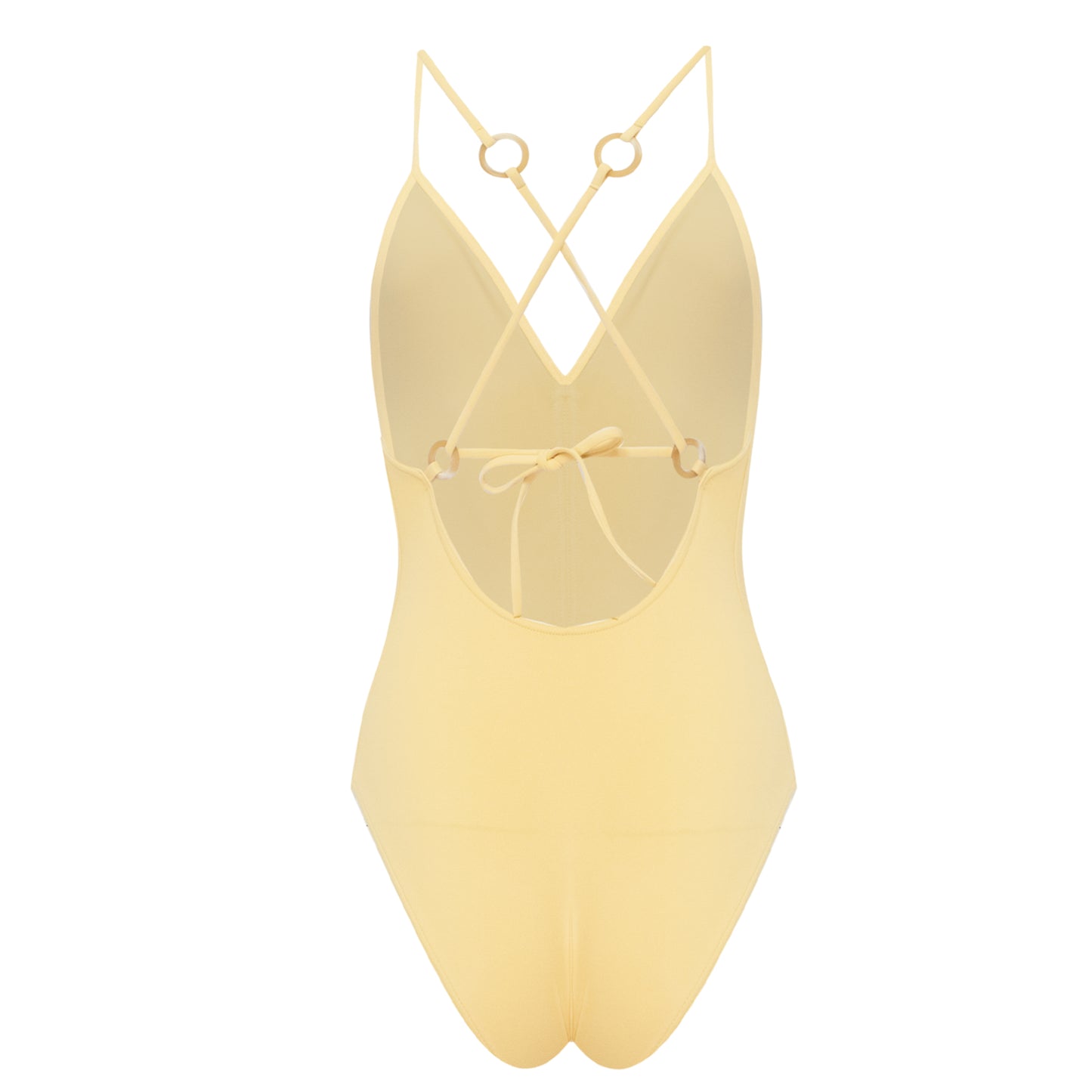 Plunging V Neck Swimsuit in Soft Yellow Eres Swimwear