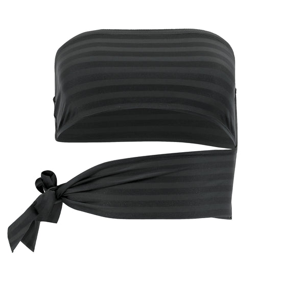 Black Strapless Bikini Top with Side Tie