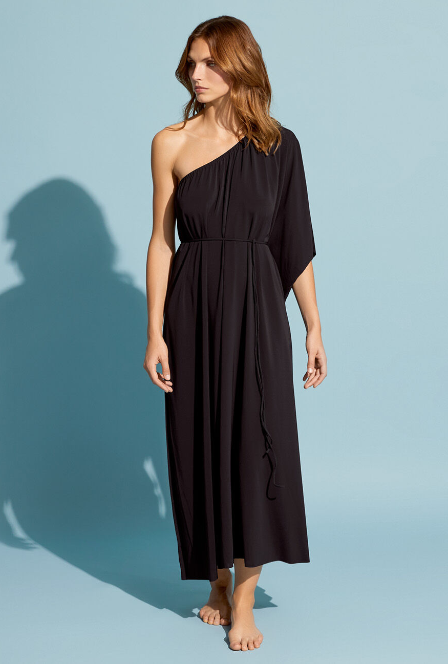 Load image into Gallery viewer, Georgie One Shoulder Long Dress Noir - Dress
