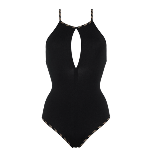Keyhole Swimsuit in Black/Gold
