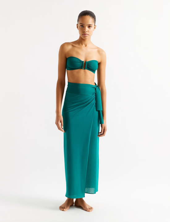 Wrap Maxi Skirt in Green