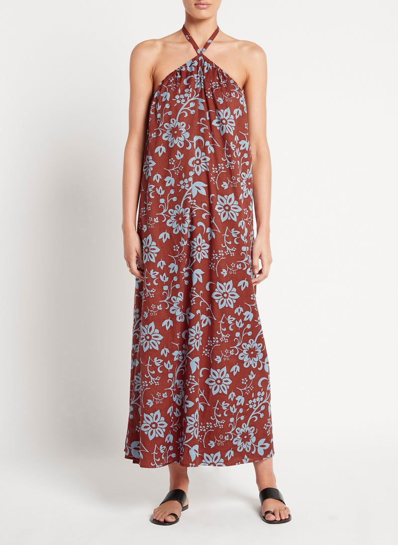 Halter Neck Floral Maxi Dress