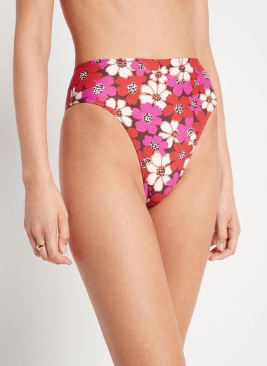 High Waisted Bikini Briefs with Floral Print