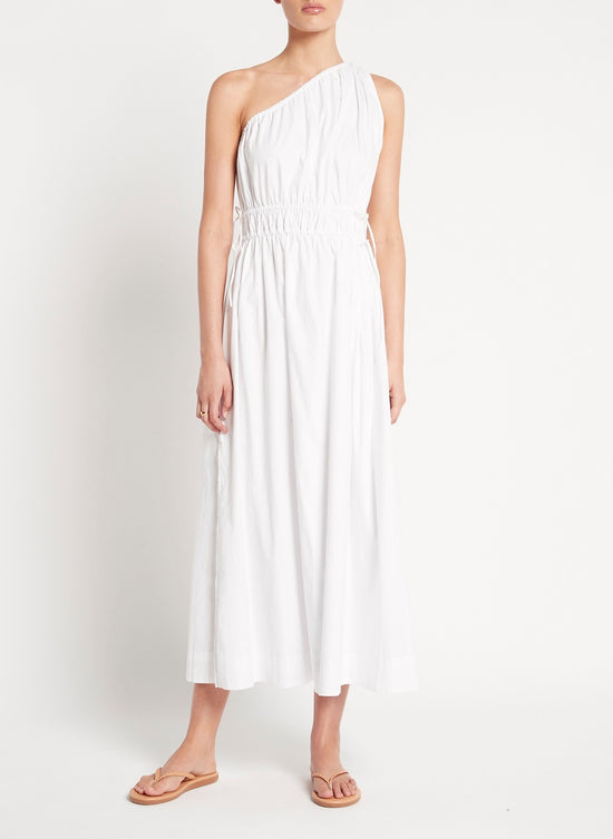 White One Shoulder Midi Dress
