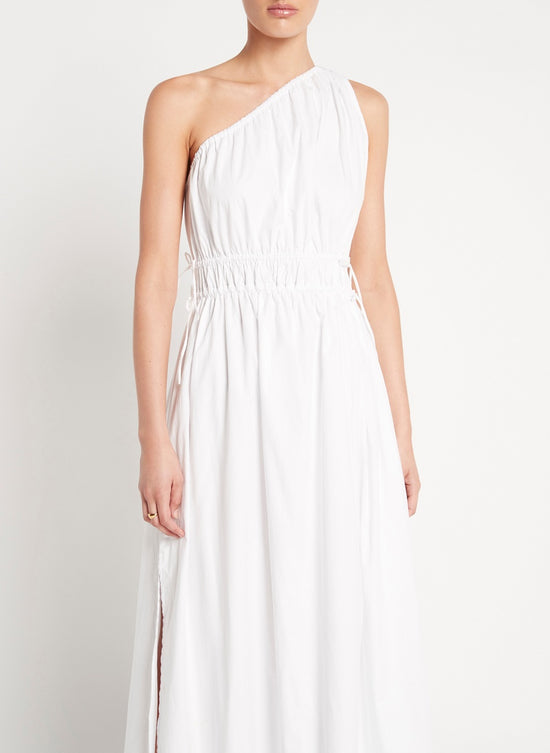 White Dress with Side Splits at Hem