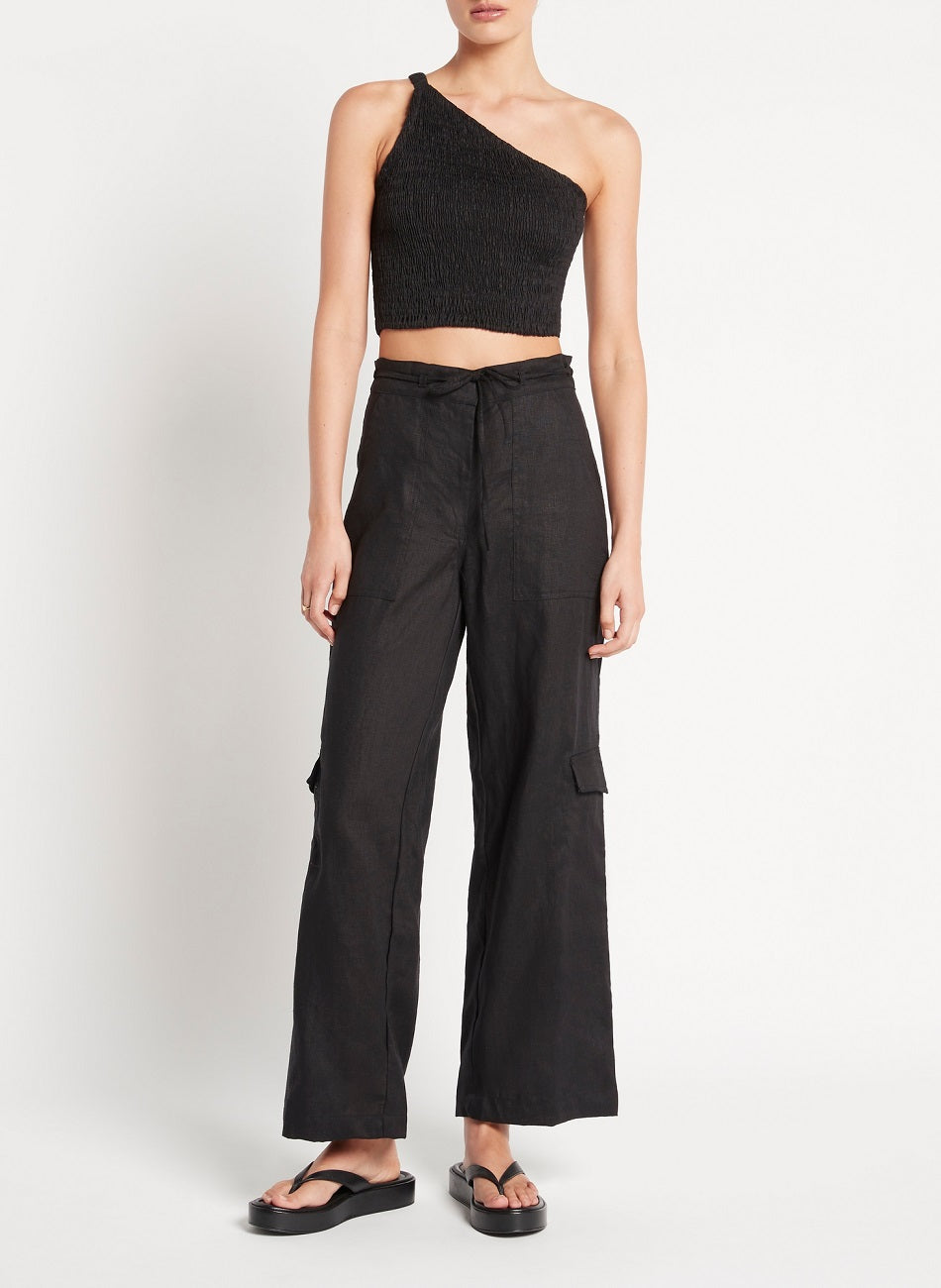 Black Shirred Top