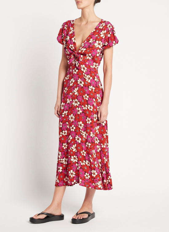 Floral Puff Sleeve Midi Dress