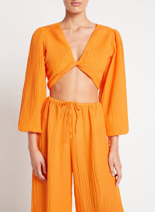 Orange Front Twist Crop Top