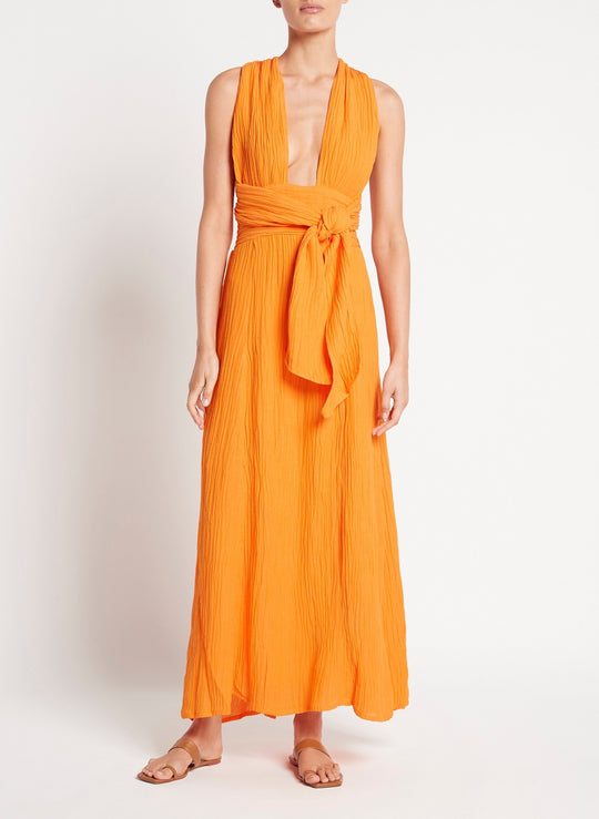 Orange Halter Neck Maxi Dress