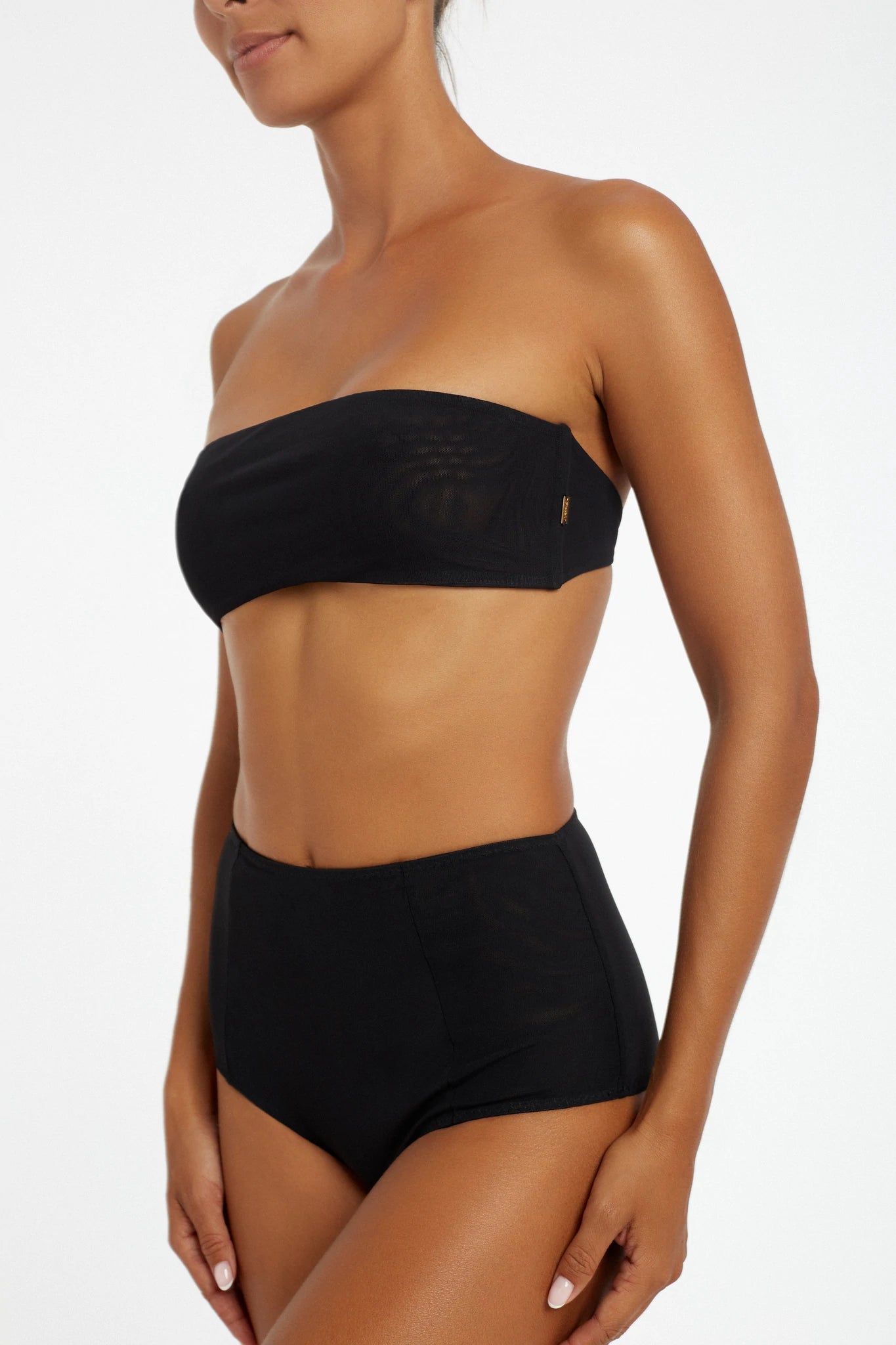 Load image into Gallery viewer, Belle Bandeau Top Black Mesh
