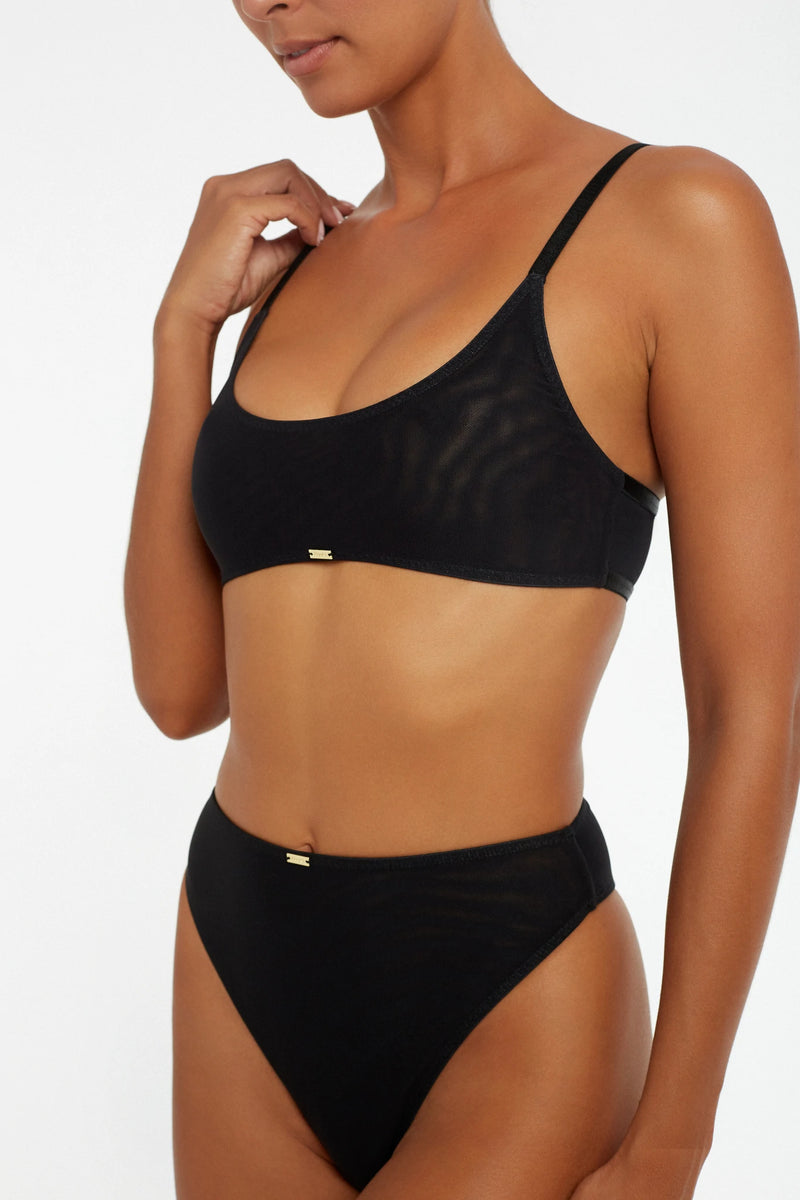 Cove Crop Top Black Mesh