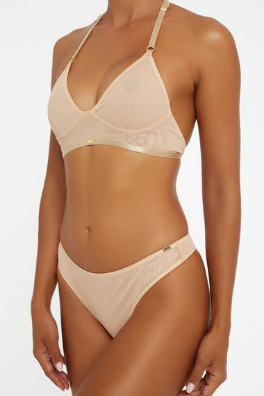 Clover Halterneck Nude Mesh - Bra