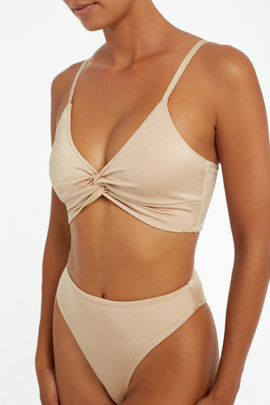 Leighton Crop Top Gold - Bikini Top
