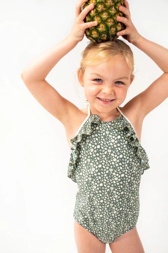 Load image into Gallery viewer, Girls Printed Swimsuit with Ruffles 
