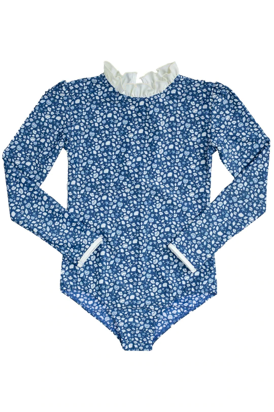 Blue Long Sleeve Rash Guard for Girls