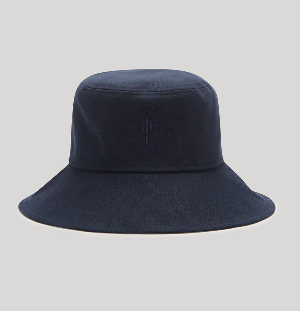 Load image into Gallery viewer, Navy Blue Bucket Hat with TPU roundal logo badge
