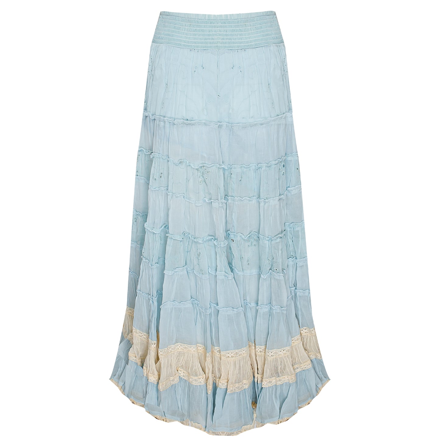 Skirt Long Sexy Light Blue/Ecru