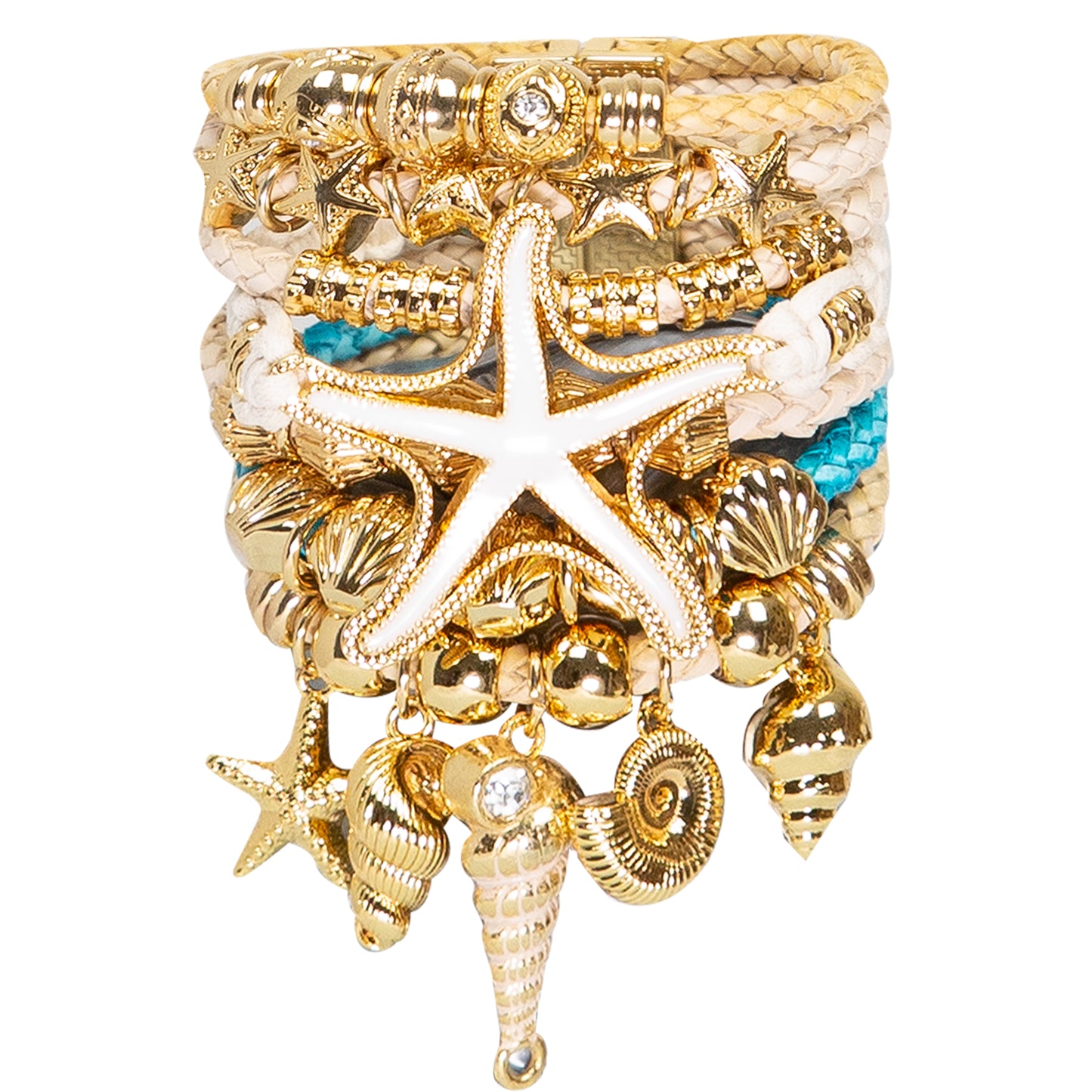 Gold Set White Starfish Bracelet
