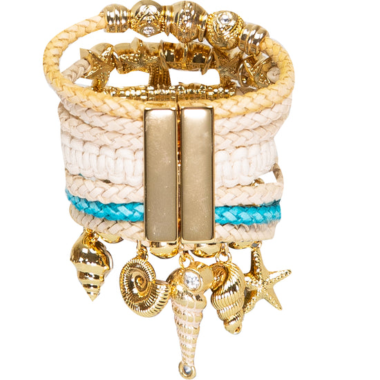 Gold Set White Starfish Bracelet