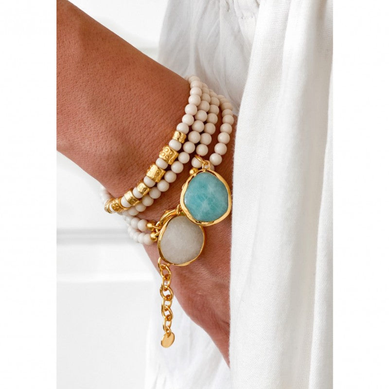 Load image into Gallery viewer, Grace Bracelet With Amazonite and White Jade
