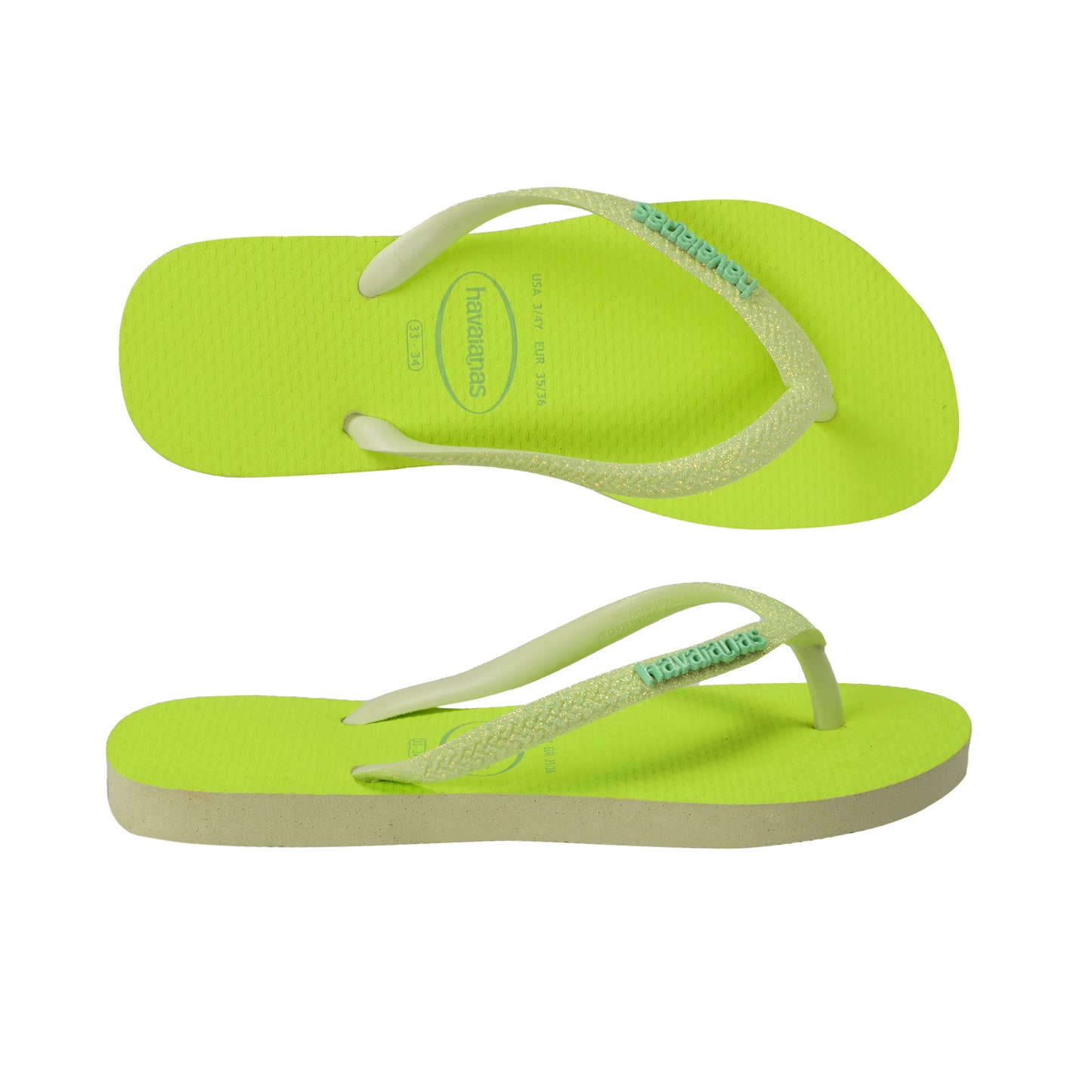 Load image into Gallery viewer, Havaianas Slim Glitter Neon Lime Green - Shoes
